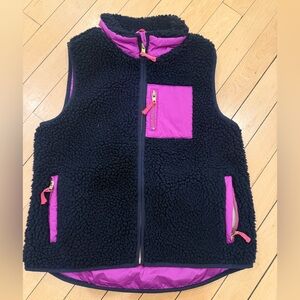 J CREW CREWCUTS Girls Navy & Magenta Pink Fleece Vest Size 8 EUC!